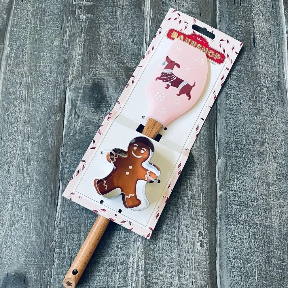 Christmas Dachshund Dog Baking Spatula Cookie Cutter Gift Set